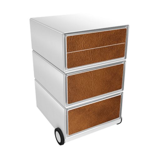 Mobiel ladeblok paperflow leather bruin, wit abs, polystyreen
