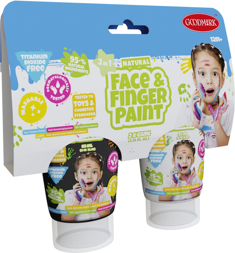 Afbeelding laden in galerijviewer, Natural face fingerpaint tube - zwart en wit, 2x65ml - schmink
