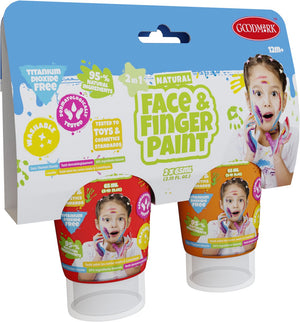 Boti natural face fingerpaint tube - rood en oranje, 2x65ml
