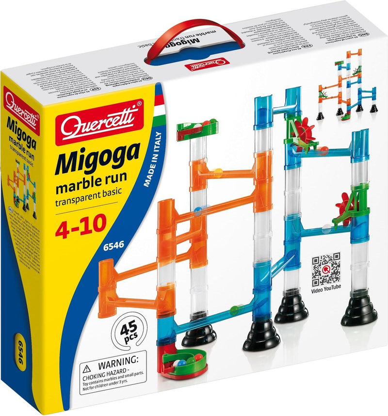Afbeelding laden in galerijviewer, Quercetti knikkerbaan migoga basic transparant 45-delig
