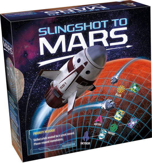 Tactic slingshot to mars – bordspel – behendigheid en strategie – ruimtevaart en mijnbouw – familiespel – 2 tot 4 spelers – vanaf 8 jaar