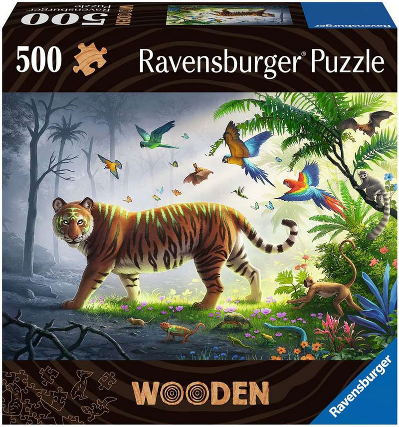 Afbeelding laden in galerijviewer, Ravensburger houten puzzel tijger in de jungle, 500st.
