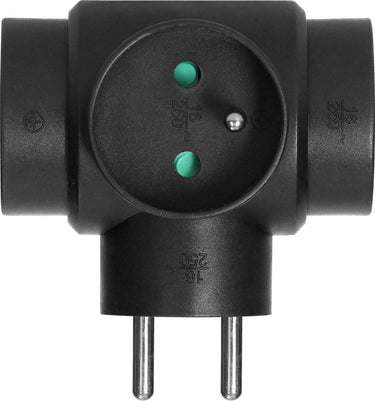 Orno - uitbreidingsstekker - 3-voudig - zwart - 2p+z
