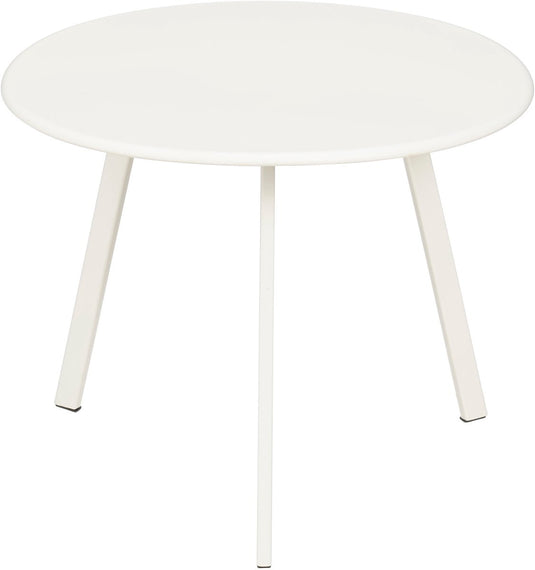Mica decorations seatle bijzettafel voor buiten - salontafel rond - plantentafel en koffietafel - h30 x ø38 cm - metaal - wit