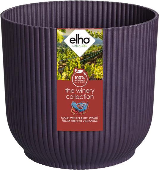 Elho the winery collection 22 - bloempot voor binnen - 100% gerecycled plastic - ø 22.0 x h 20.2 cm - donkerpaars