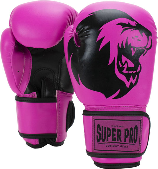 Super pro combat gear talent (kick)bokshandschoenen roze zwart 4oz 4 oz