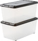 Iris rollerbox opbergbox - 70l - kunststof - transparant zwart - set van 2