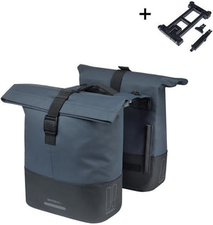 Basil b.v. dubbele fietstas cove mik 28-32l 14 x 29 x 36 cm - blauw zwart