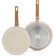 Greenpan essence koekenpannenset 2-delig - 26 30cm - pfas-vrije antikleeflaag - pannenset inductie - keramische pan - ovenbestendig tot 160°c - houteffect handgrepen - koudgrepen - taupe