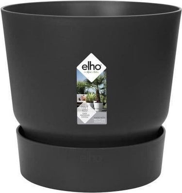 Elho greenville rond 30 - grote bloempot voor buiten met waterreservoir - 100% gerecycled plastic - ø 29.5 x h 27.8 cm - living black