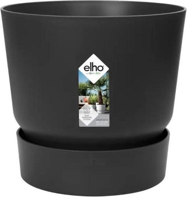 Elho greenville rond 47 - grote bloempot voor buiten met waterreservoir - 100% gerecycled plastic - ø 47 x h 44 cm - living black