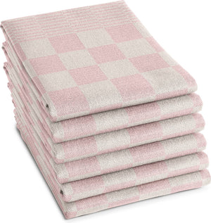 Ddddd - 6x theedoek - barbeque - 65x65 cm - pastel roze - set van 6 stuks