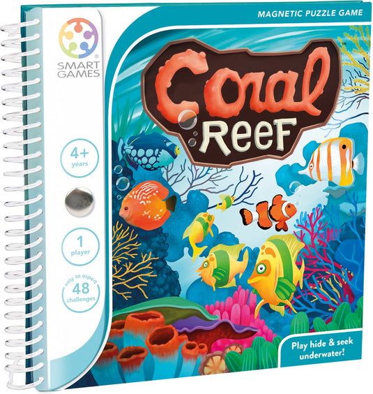 Smartgames coral reef - magnetisch logisch denkspel - 48 educatieve onderwateruitdagingen - compact reisspel solospel - vanaf 4 jaar