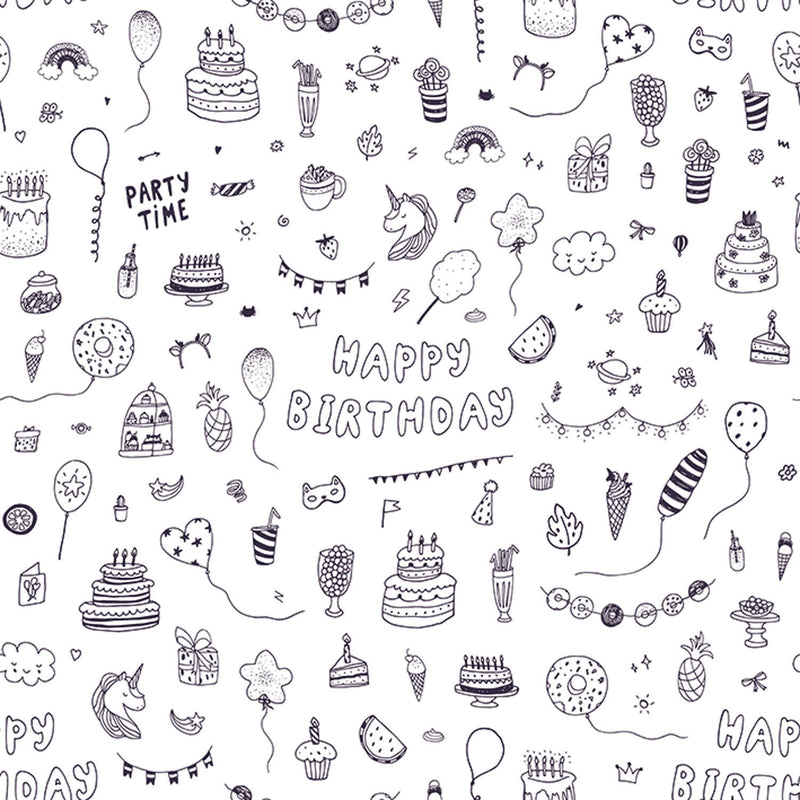Afbeelding laden in galerijviewer, Rotolux Inpakpapier Inkleurbaar Eenhoorn Party, 4 mtr.
