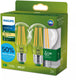 Philips led lamp transparant - 60 w - e27 - warmwit licht - 2-pack - bespaar op energiekosten