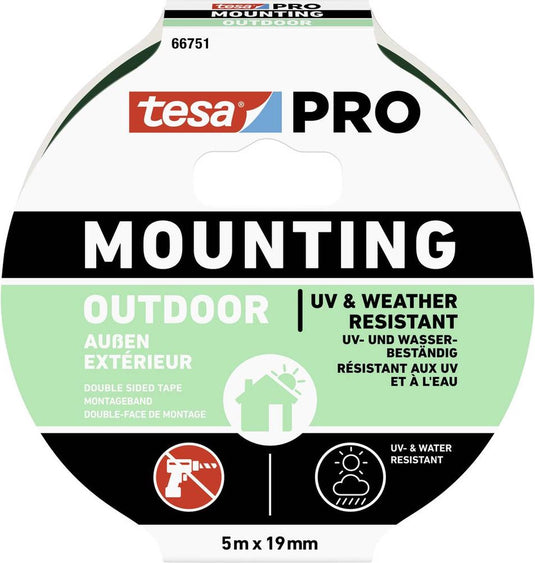 Tesa mounting pro outdoor 66751-00001-00 montagetape transparant (l x b) 5 m x 19 mm 1 stuk(s)