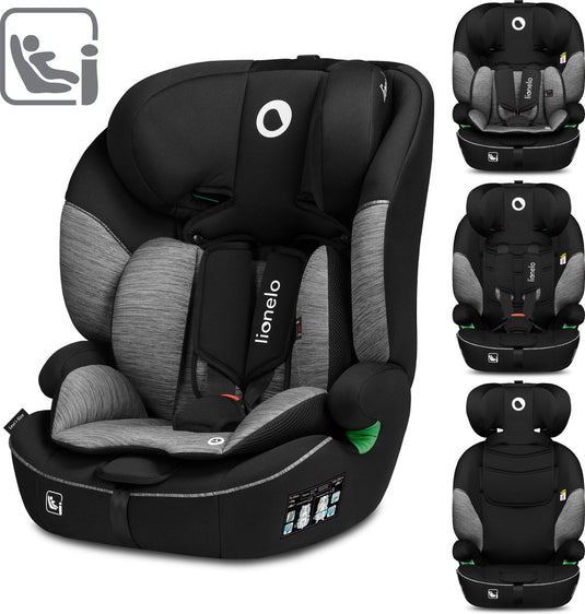 Lionelo levi - autostoel - vanaf 1,5 tot 12 jaar (76-150 cm 9-36 kg groep 1 2 3) - comfortabele brede zitting - memory foam - 10-standen hoofdsteun - i-size autostoeltje