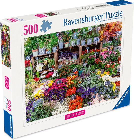 Ravensburger – bloemenmarkt, frankrijk – legpuzzel – 500 stukjes