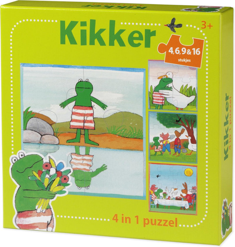 Afbeelding laden in galerijviewer, Bambolino kikker 4-in-1 kinderpuzzel - 4, 6, 9 en 16 stukjes - peuter en kleuter speelgoed - voor meisjes en jongens - vanaf 3 jaar - toys
