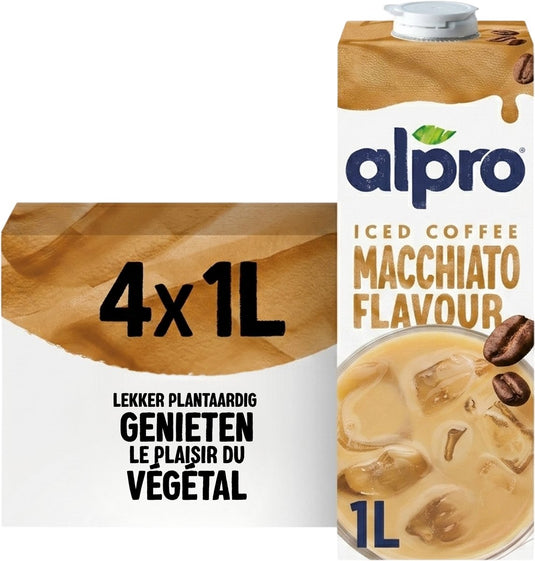 Alpro sojadrink macchiato - plantaardige sojadrink met koffiesmaak - lactosevrij glutenvrij - 4 x 1l