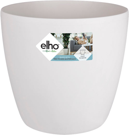 Elho brussels rond wielen 35 - grote bloempot voor binnen - 100% gerecycled plastic - ø 35 x h 33 cm - wit