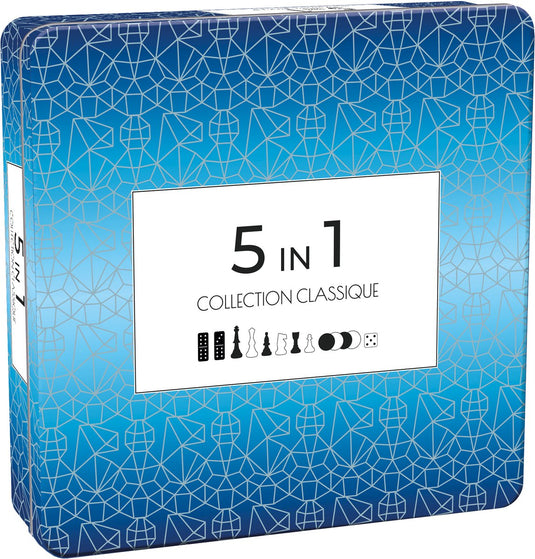 Tactic 5 in 1 hout - schaken - dammen - tic tac toe - backgammon en domino