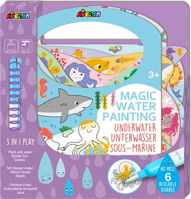 Avenir magisch waterschilderen: book onder water 21,7x2x22,7cm, 6 herbruikbare pagina's met 3-in-1 play, 3+