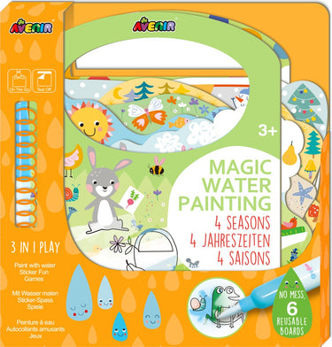 Avenir magisch waterschilderen: book 4 seizoenen 21,7x2x22,7cm, 6 herbruikbare pagina's met 3-in-1 play, 3+