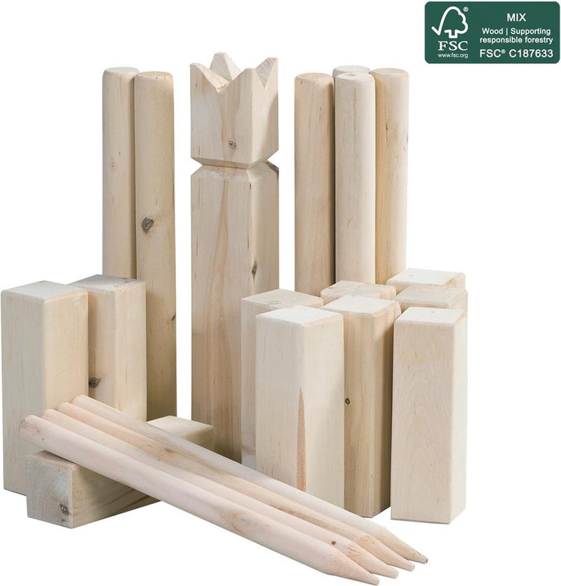 Afbeelding laden in galerijviewer, Outdoor play kubb houten werpspel fsc met draagtas
