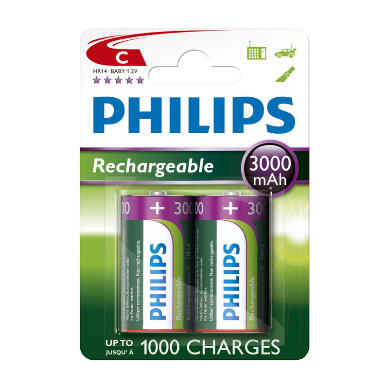 Afbeelding laden in galerijviewer, Battery sales europe oplaadbare batterijen philips rechargeable nimh c hr14 3000mah, 2st.
