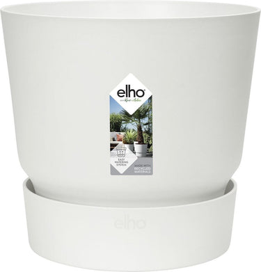 Elho greenville rond 14 - bloempot voor buiten met waterreservoir - 100% gerecycled plastic - ø 14.0 x h 13.4 cm - wit