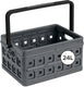 Sunware square vouwkrat met handgreep 24l - 43.5x31x21.3 cm - antraciet boodschappenkrat