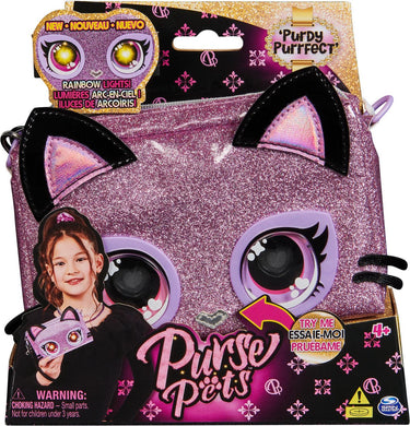 Purse pets - wristlet bag - kitty - interactieve tas knuffel met verlichte regenboogogen