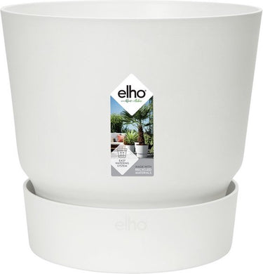 Elho greenville rond 40 - grote bloempot voor buiten met waterreservoir - 100% gerecycled plastic - ø 39 x h 36.8 cm - wit