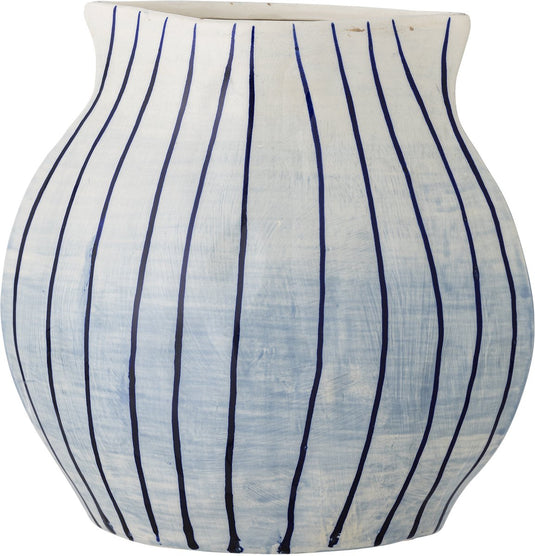 Bloomingville esra vaas - blauw - aardewerk