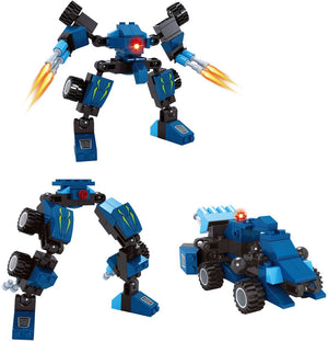 Lobbes bouwset transformeerbare robot titan blauw 71-delig speelgoed.