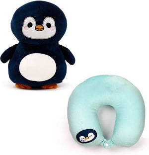 Sombo swapseazzz adoramals pinguin 2-in-1 pluche reiskussen- nekkussen