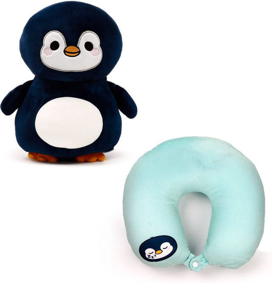 Sombo swapseazzz adoramals pinguin 2-in-1 pluche reiskussen- nekkussen