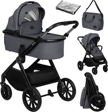 Lionelo layla kinderwagen 2in1 - xxl set - veelzijdig en jaarrond - grote wielen - bediening met een hand - voor alle soorten terrein - accessoireset