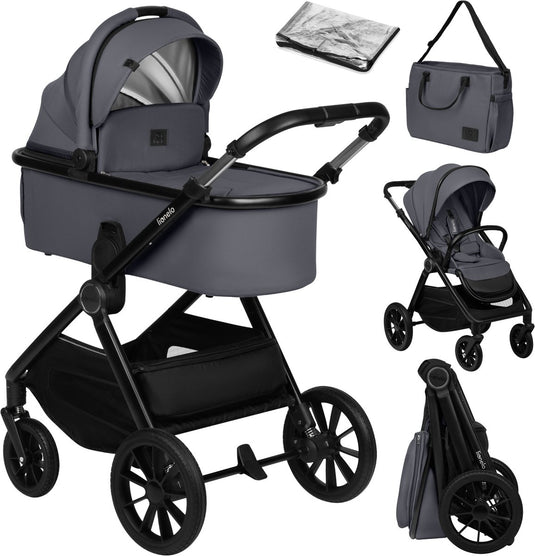 Lionelo layla kinderwagen 2in1 - xxl set - veelzijdig en jaarrond - grote wielen - bediening met een hand - voor alle soorten terrein - accessoireset