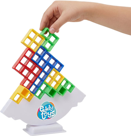 Eddy toys balansspel 38 delig - balance game met wiebelende basis - inclusief 16 blokken en 22 commandokaarten - evenwichtsspel voor meerdere spelers - gezelschapsspel - item 00861