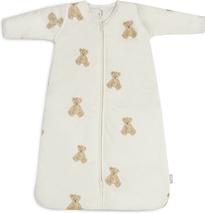 Jollein - baby winterslaapzak met afritsbare mouw (teddy bear) - katoen - winterslaapzakje baby, babyslaapzak - 110cm