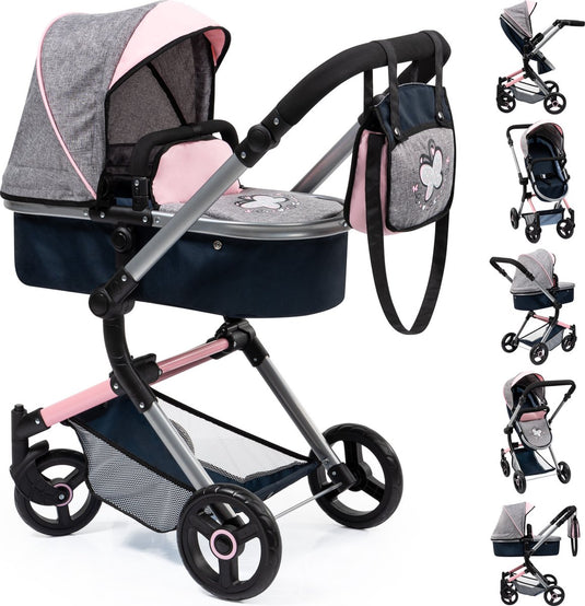 Bayer design - poppenwagen neo vario - grijs met vlinder