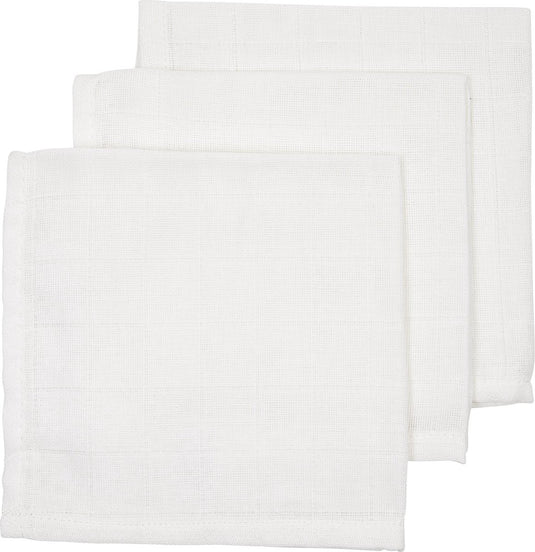 Meyco baby uni monddoekjes - 3-pack - hydrofiel - white - 30x30cm
