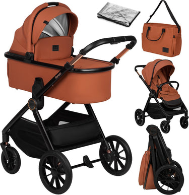 Lionelo layla kinderwagen 2 in 1 - xxl set - veelzijdig en jaarrond - grote wielen - bediening met een hand - voor alle soorten terrein - accessoireset