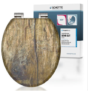 Schütte wc-bril 80124 solid wood - mdf-hout - soft close - verchroomde scharnieren - belastbaar tot 175 kg - decor - 3-zijdige print
