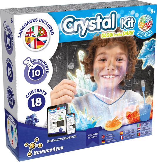 Science 4 you science4you crystal factory glow in the dark – educatieve kristallen groeien set – experimenteerdoos natuurkunde chemie – vanaf 8 jaar