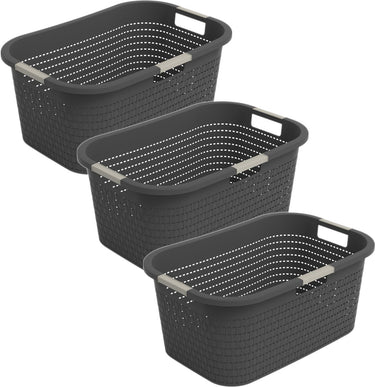 Rotho country wasmand - set van 3 - 40 ltr - antraciet