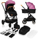 Lionelo riya - kinderwagen 2 in 1 - wieg + wandelwagen - 0-15kg - opvouwbaar - xxl zonnekap - verstelbare rugleuning - grote pu wielen - accessoireset - verstelbare duwstang - voor achter montage
