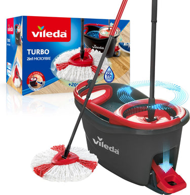 Vileda turbo – complete set met spinmop en emmer met pedaalpers - microvezelmop